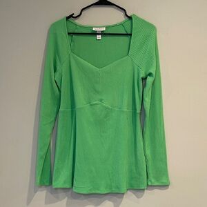 Isabel Vibrant Green Long Sleeve Top Size L
